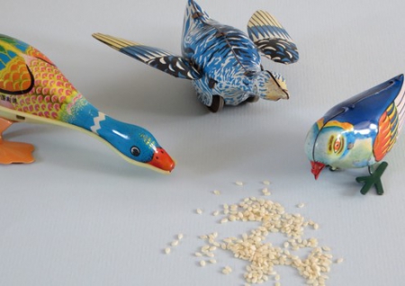 Gloed plastic waardigheid vogels van blik oud mechanisch opwinden antiek vintage speelgoed vogeltje
